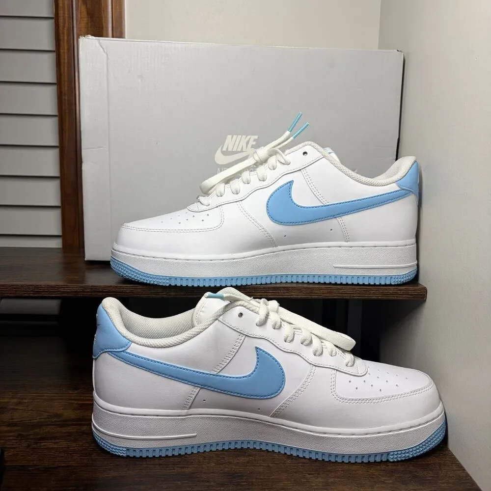 Size 10.5 - Nike Air Force 1 Low '07 White Aquarius Blue (Brand New)